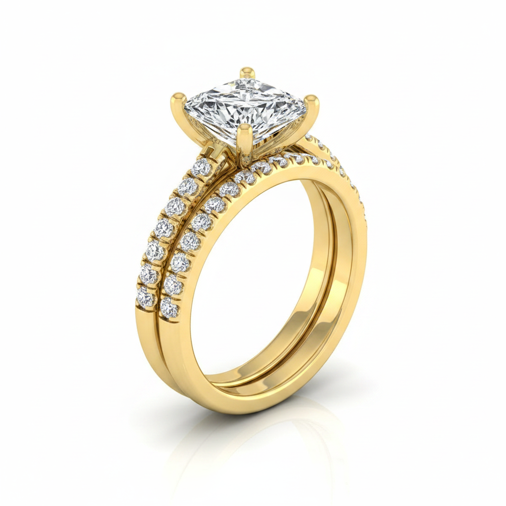 The Donna Matching Wedding Band, Princess in 18K Yellow Gold | RockHer
