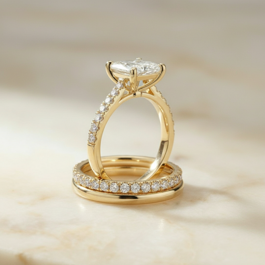 The Donna Matching Wedding Band, Radiant in 18K Yellow Gold | RockHer