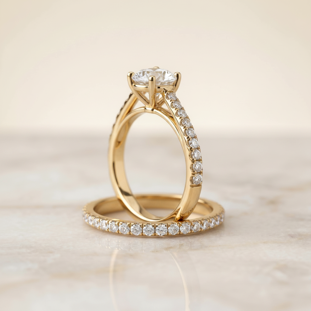 The Donna Matching Wedding Band, Round in 18K Yellow Gold | RockHer