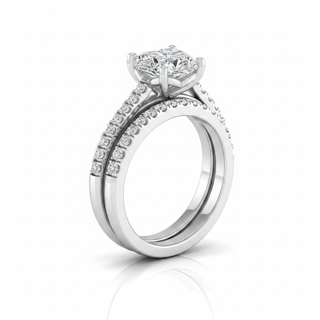 The Donna Matching Wedding Band, Heart in Platinum | RockHer