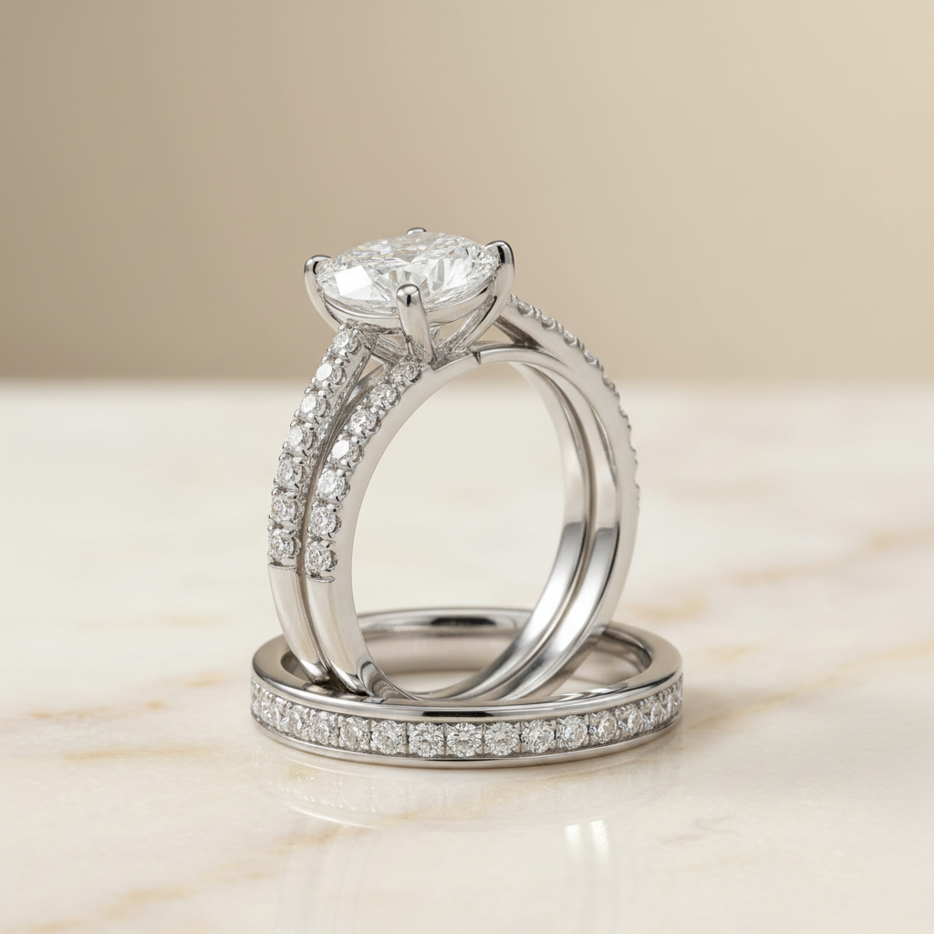 The Donna Matching Wedding Band, Pear in Platinum | RockHer