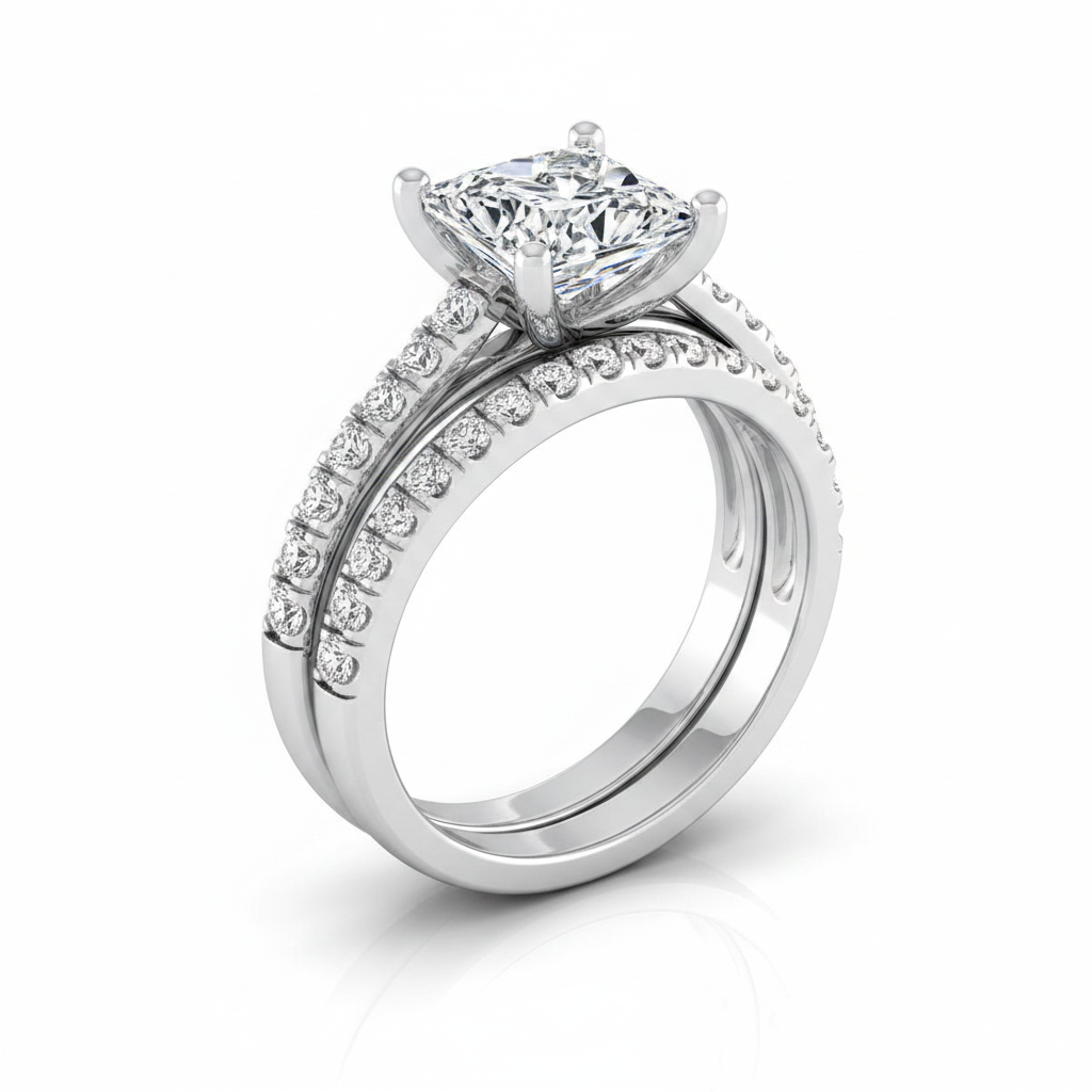 The Donna Matching Wedding Band, Princess in Platinum | RockHer
