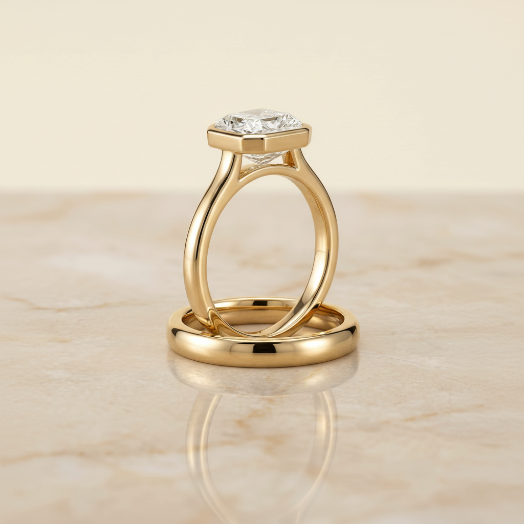 The Duran Matching Wedding Band, Asscher in 18K Yellow Gold