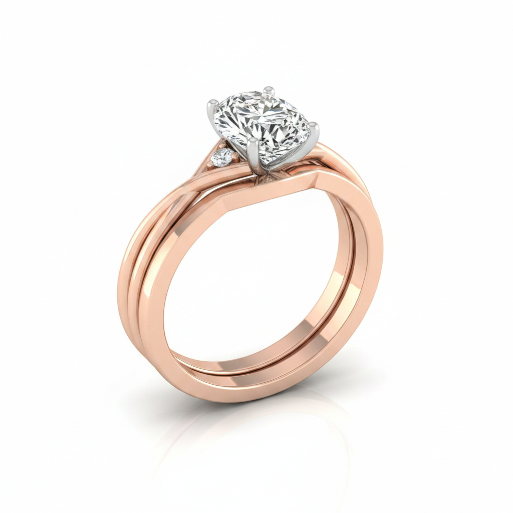 The Dusty Matching Wedding Band, Oval in 14K Rose Gold | RockHer