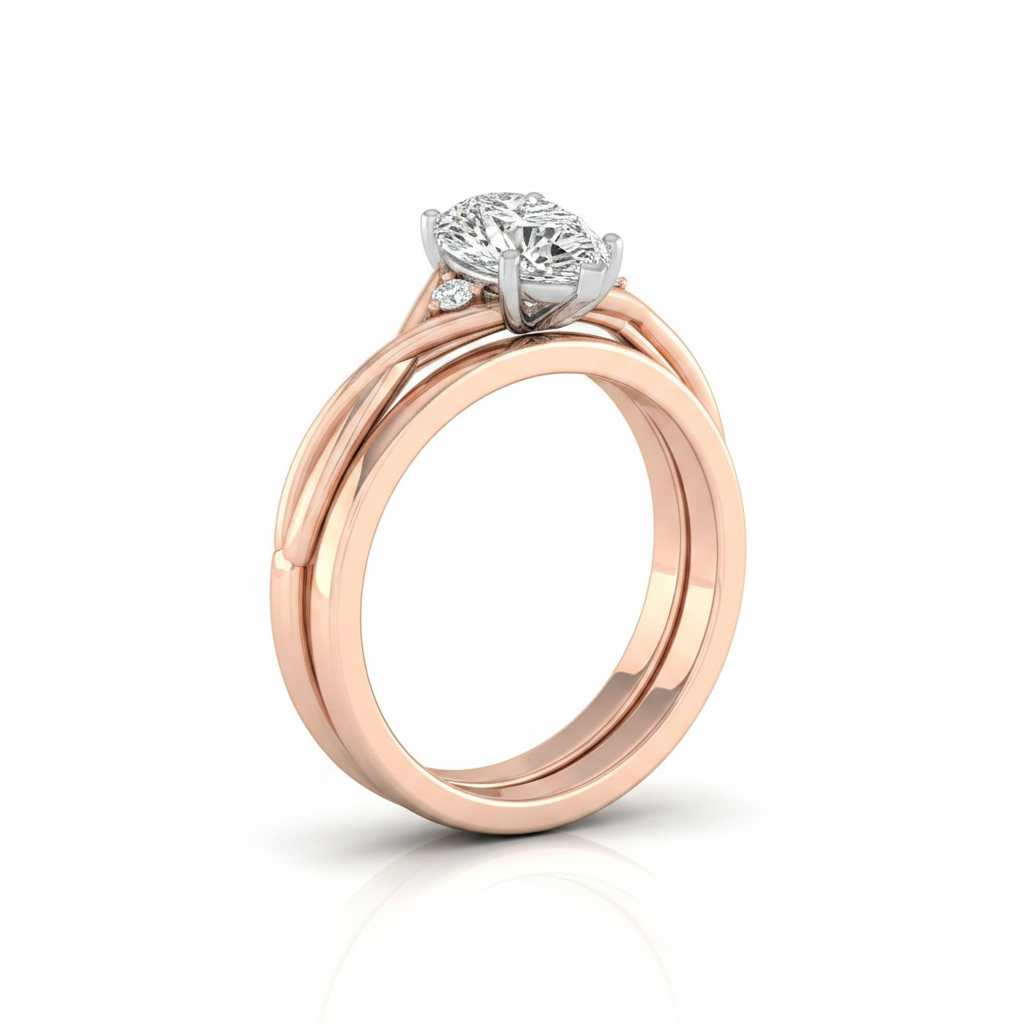 The Dusty Matching Wedding Band, Princess in 14K Rose Gold | RockHer