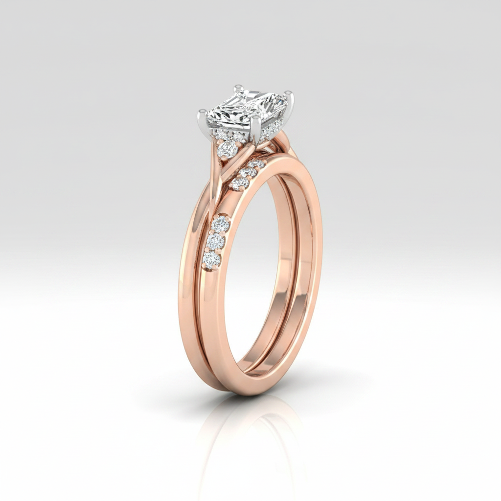 The Dusty Matching Wedding Band, Radiant in 14K Rose Gold | RockHer