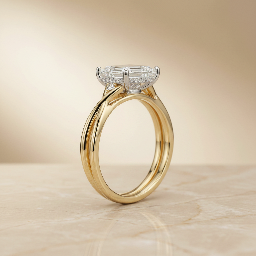 The Dusty Matching Wedding Band, Emerald in 18K Yellow Gold | RockHer