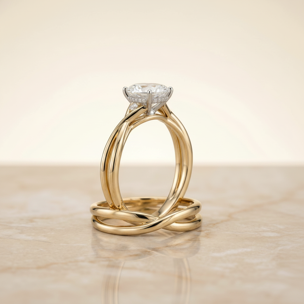 The Dusty Matching Wedding Band, Oval in 18K Yellow Gold | RockHer