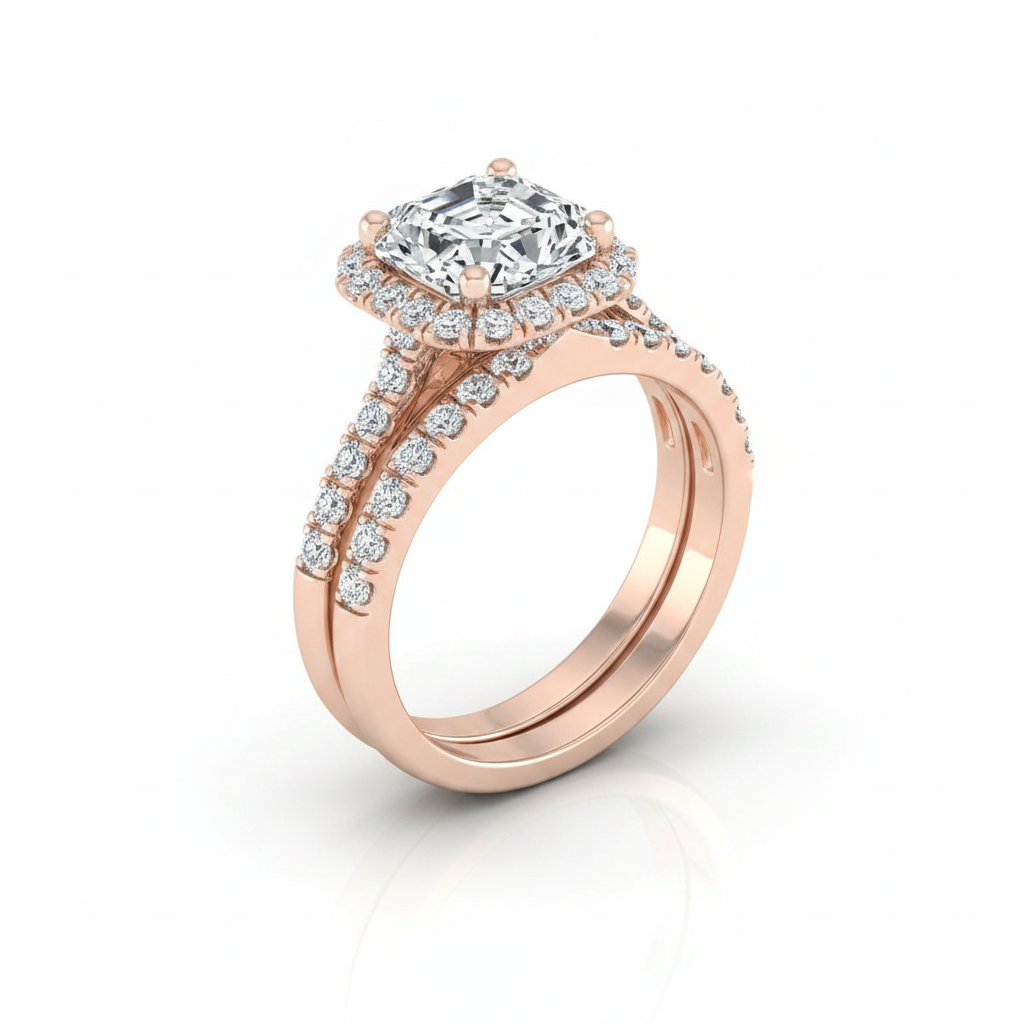 The Dylan Matching Wedding Band, Asscher in 14K Rose Gold | RockHer