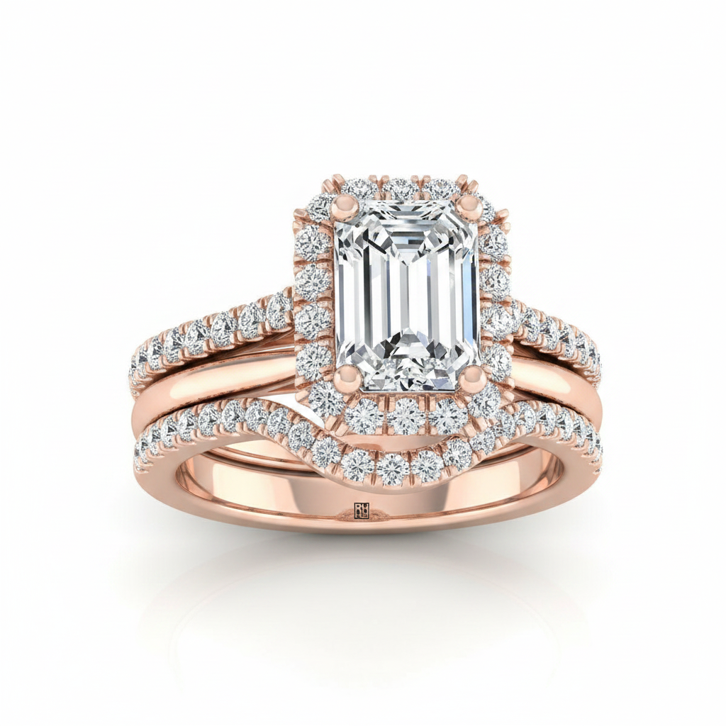 The Dylan Matching Wedding Band, Emerald in 14K Rose Gold | RockHer