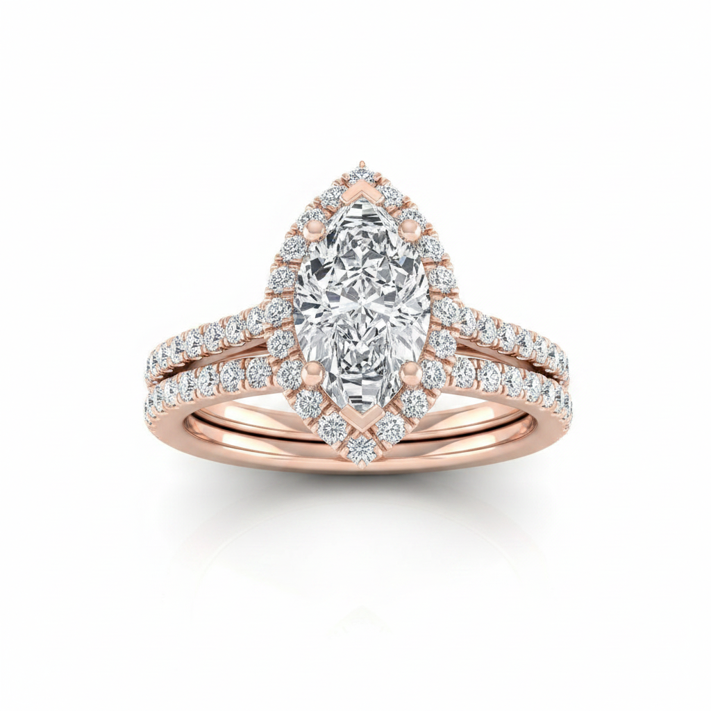 The Dylan Matching Wedding Band, Marquise in 14K Rose Gold | RockHer