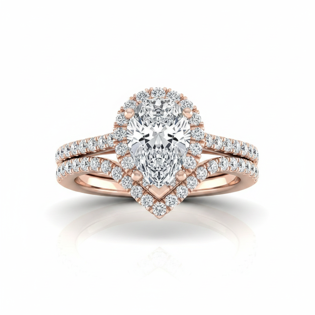 The Dylan Matching Wedding Band, Pear in 14K Rose Gold | RockHer
