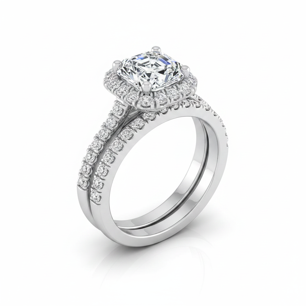 The Dylan Matching Wedding Band, Asscher in 18K White Gold | RockHer