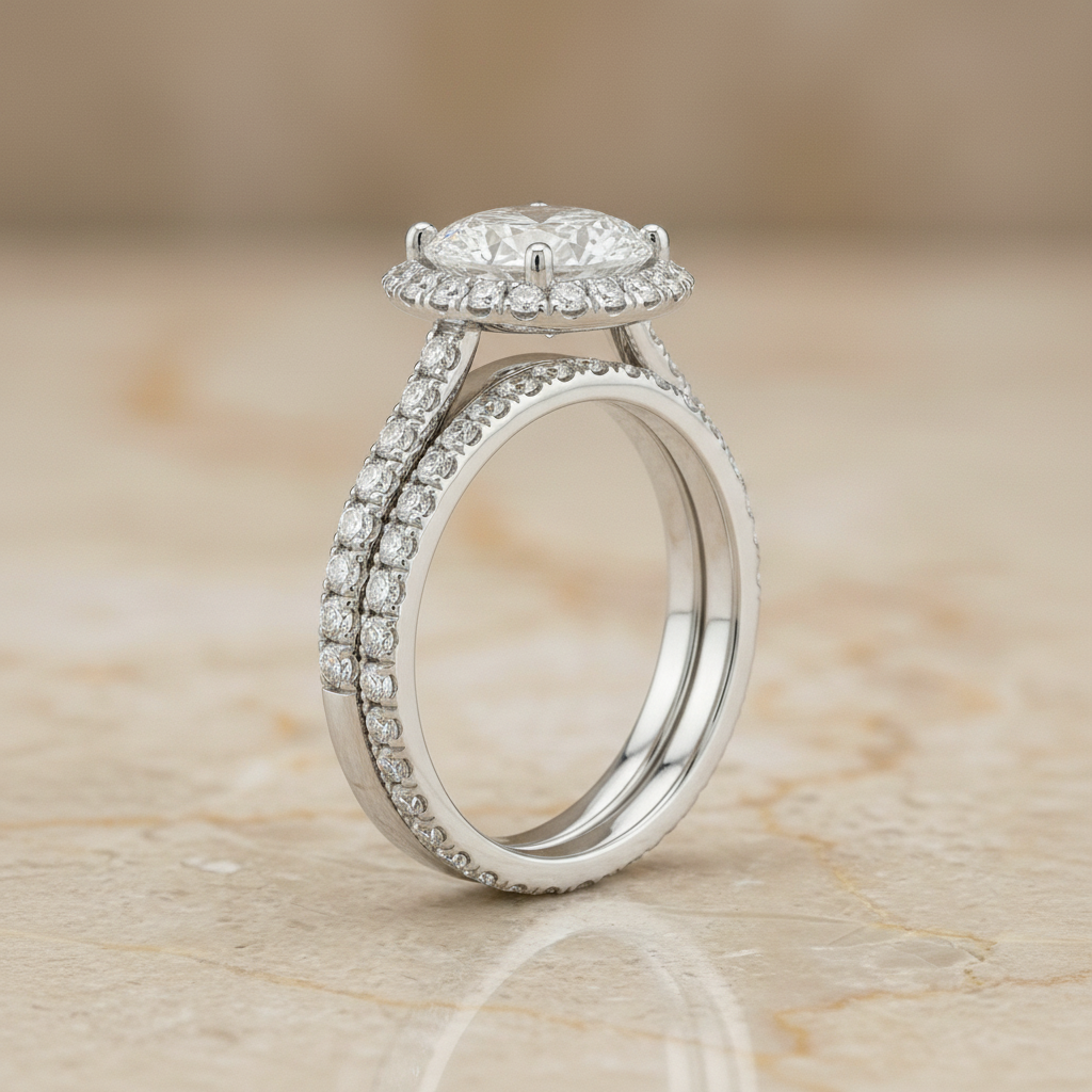 The Dylan Matching Wedding Band, Oval in 18K White Gold | RockHer