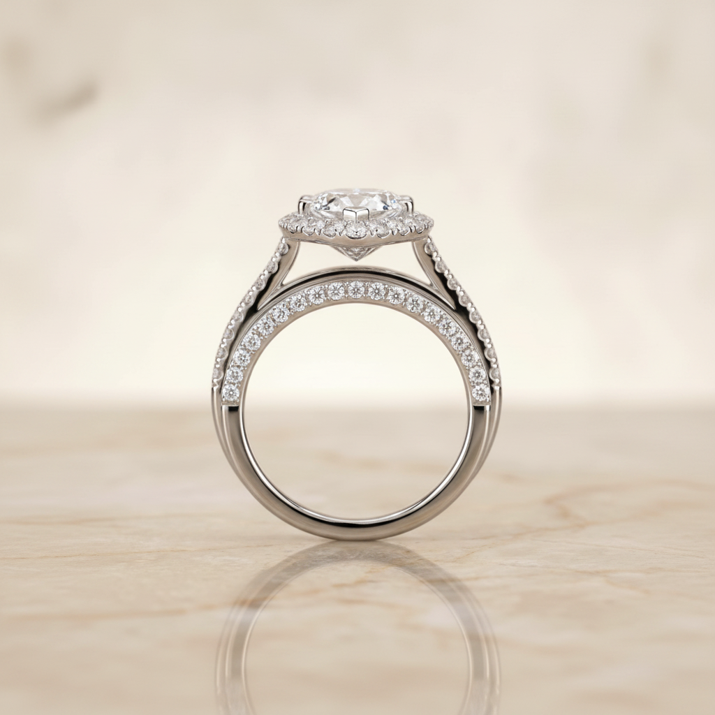 The Dylan Matching Wedding Band, Pear in 18K White Gold | RockHer