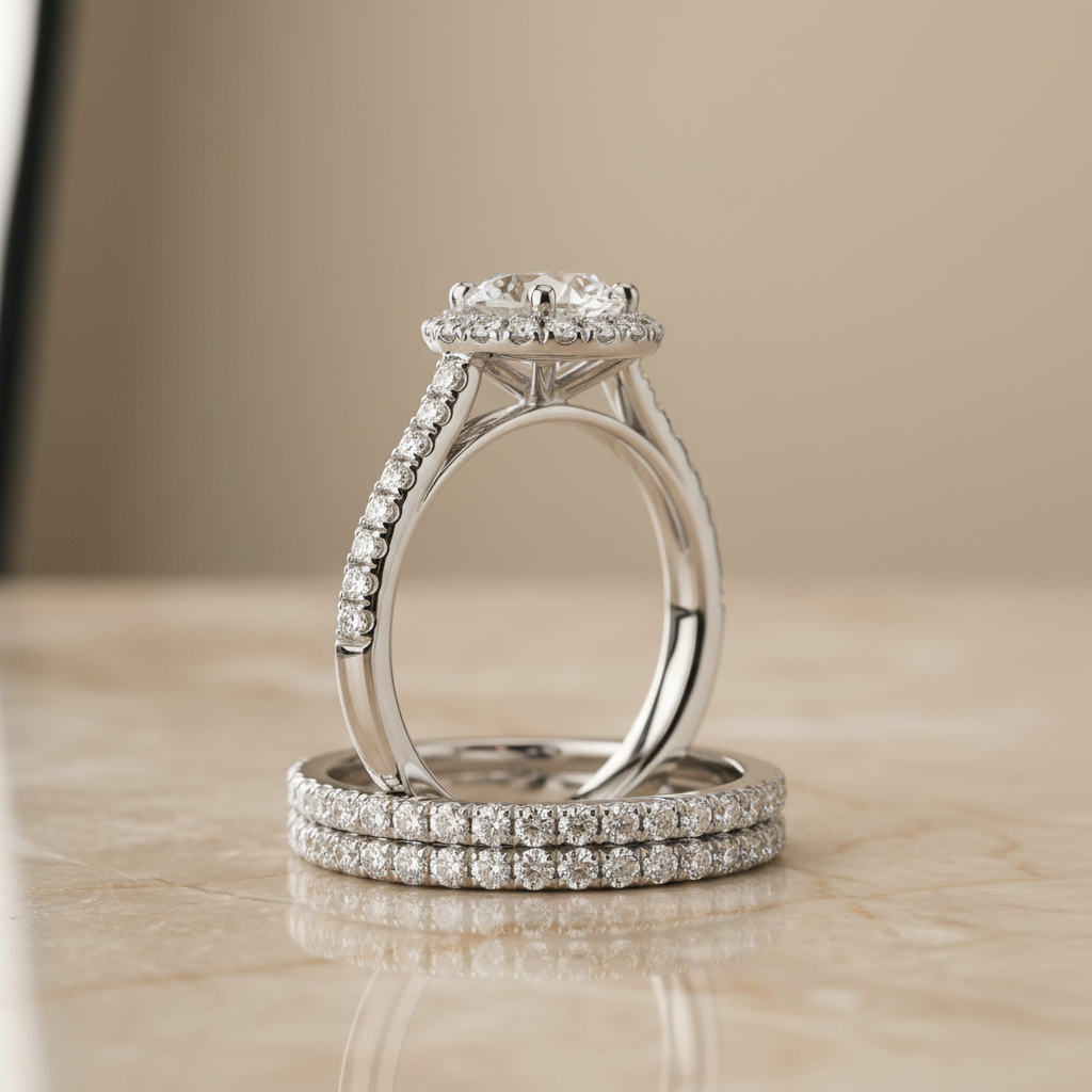 The Dylan Matching Wedding Band, Round in 18K White Gold | RockHer