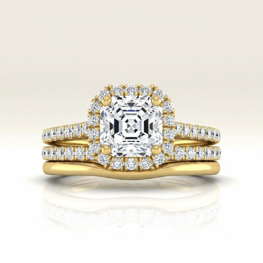 The Dylan Matching Wedding Band, Asscher in 18K Yellow Gold | RockHer
