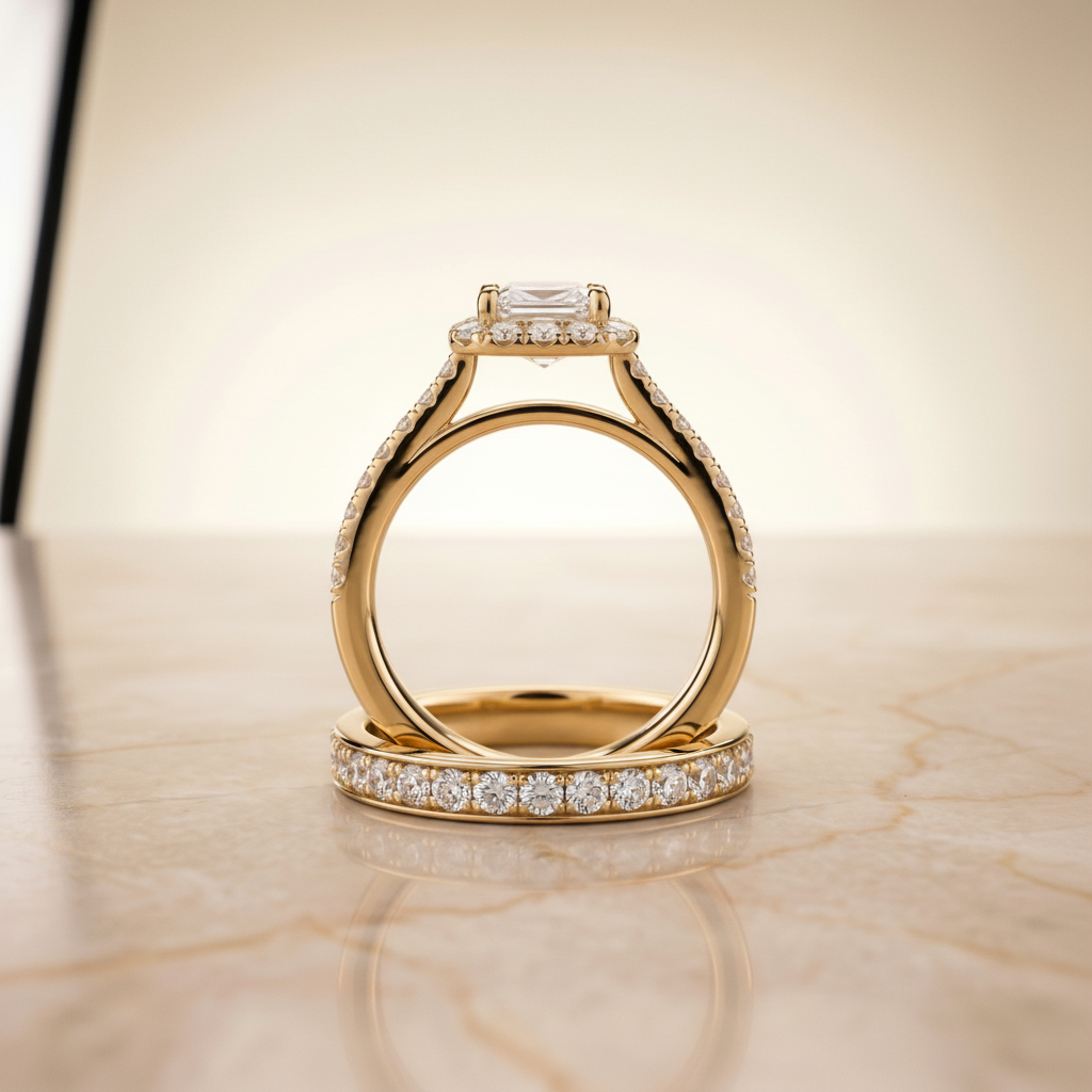 The Dylan Matching Wedding Band, Emerald in 18K Yellow Gold | RockHer
