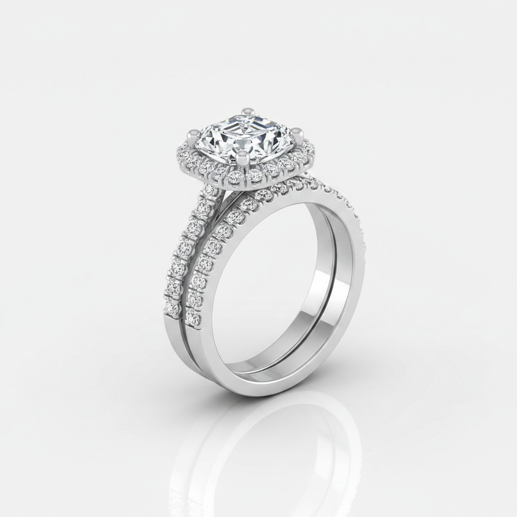 The Dylan Matching Wedding Band, Asscher in Platinum | RockHer