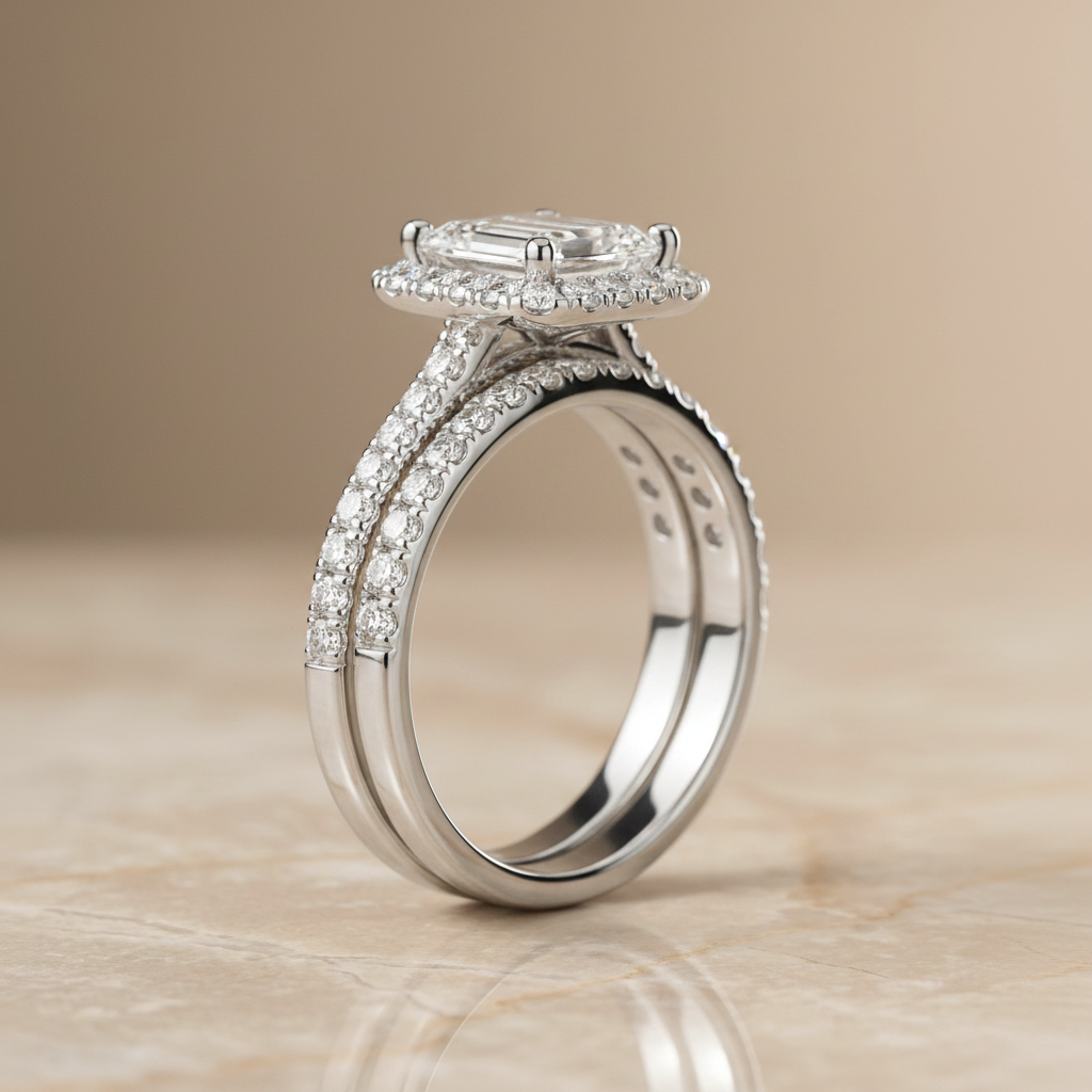 The Dylan Matching Wedding Band, Emerald in Platinum | RockHer