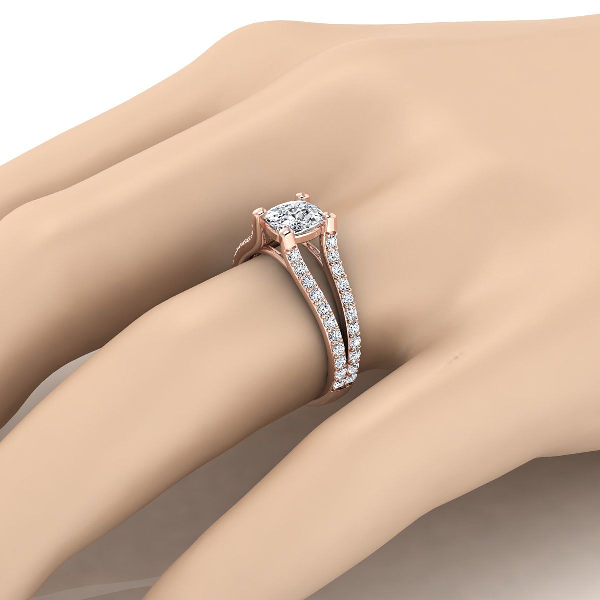 The Presley Select Pavé Engagement Ring with Lab Diamond in 14K Rose Gold - view 3
