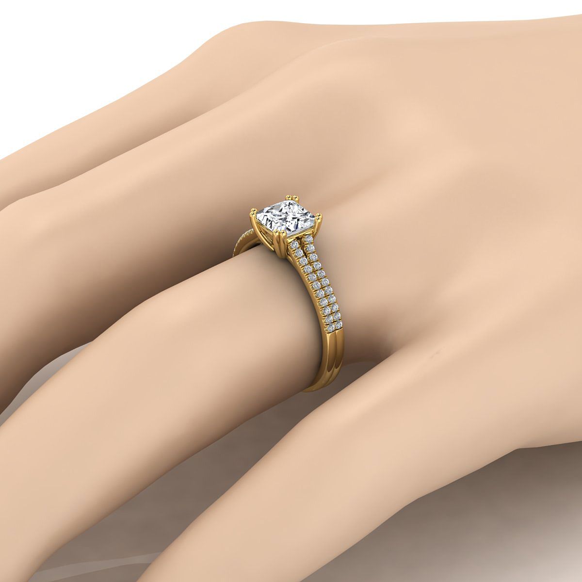 The Joss Select Pavé Engagement Ring with Lab Diamond in 18K Yellow Gold - view 3