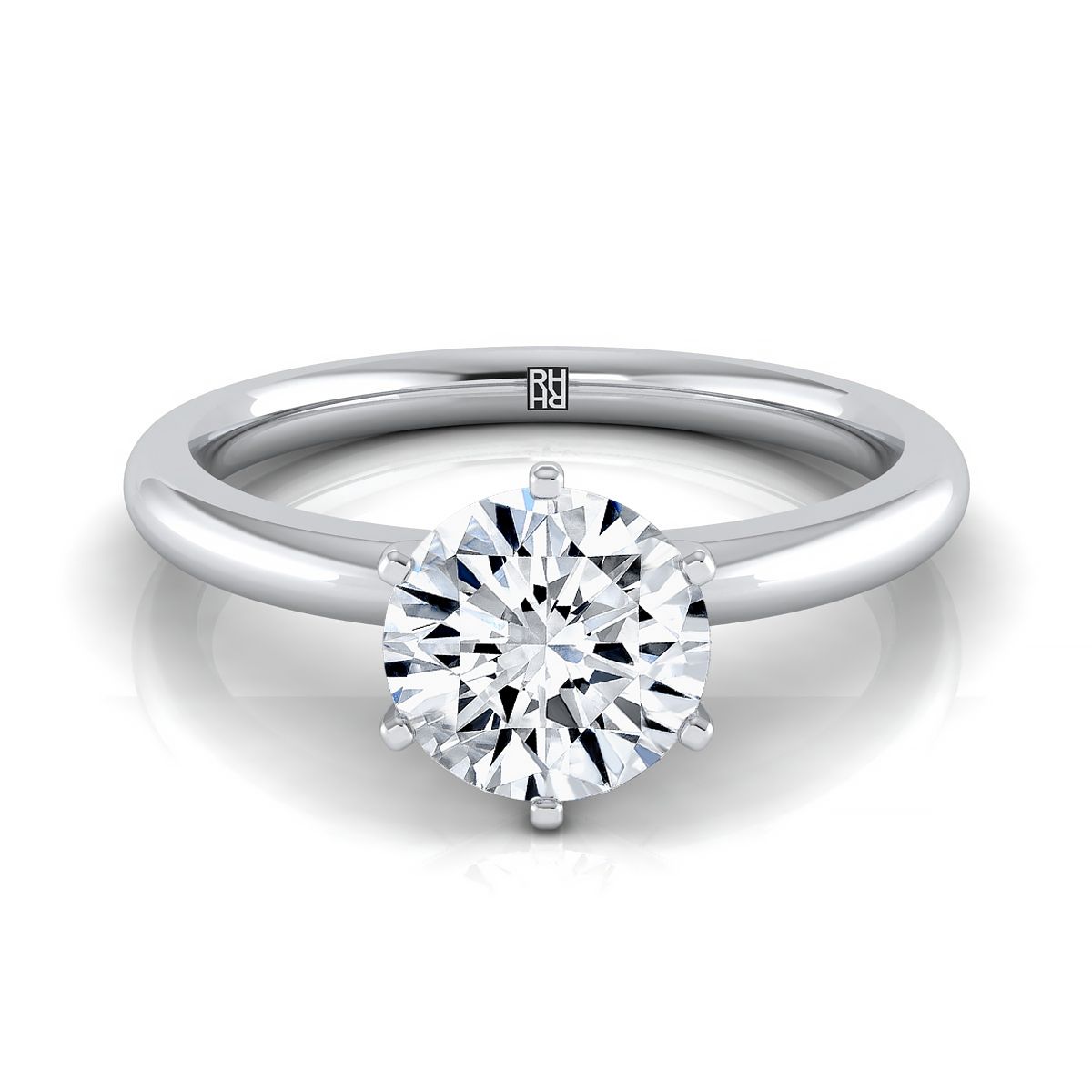 Platinum Round Brilliant Timeless Solitaire Comfort Fit Engagement Rin