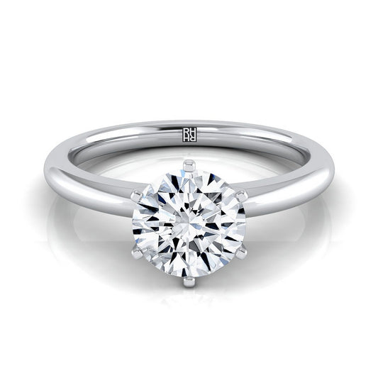 14K White Gold Round Brilliant Timeless Comfort Fit Engagement Ring