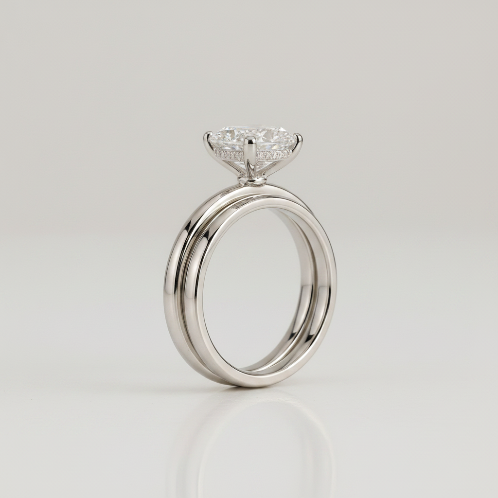 The Eartha Matching Wedding Band, Princess in 18K White Gold | RockHer