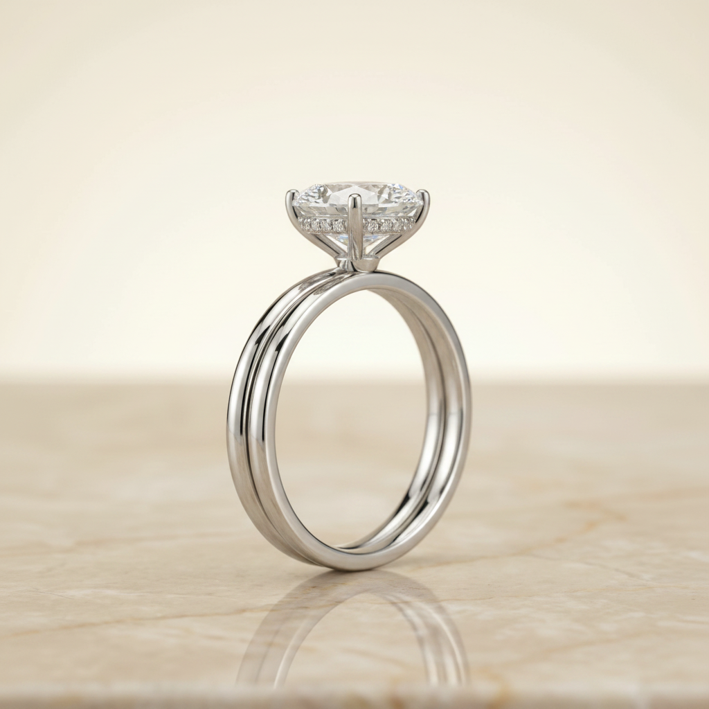 The Eartha Matching Wedding Band, Oval in Platinum | RockHer