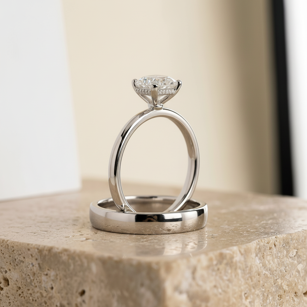 The Eartha Matching Wedding Band, Princess in Platinum | RockHer