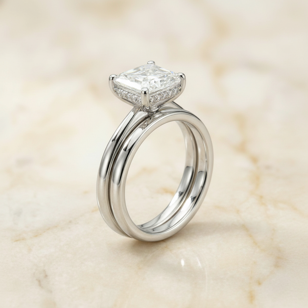 The Eartha Matching Wedding Band, Radiant in Platinum | RockHer
