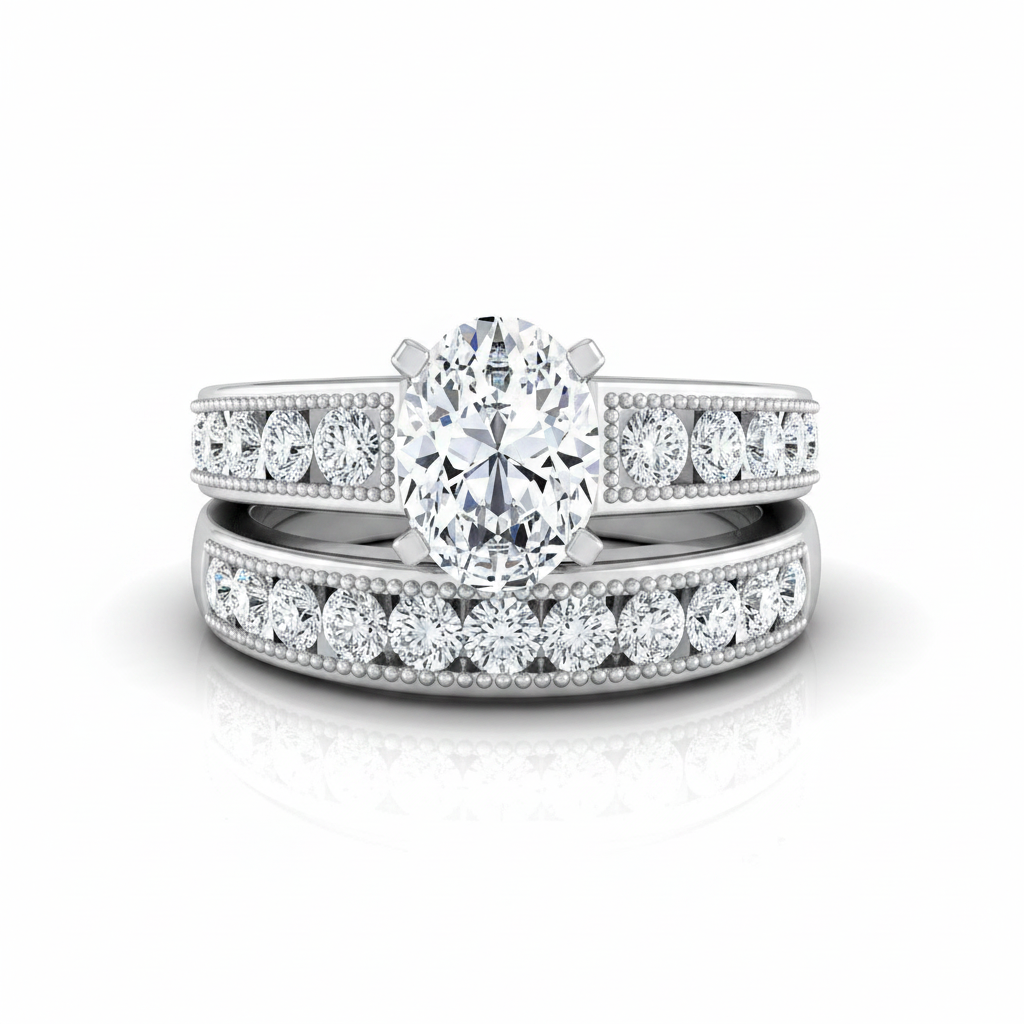The Eleanor Matching Wedding Band, Oval in 18K White Gold