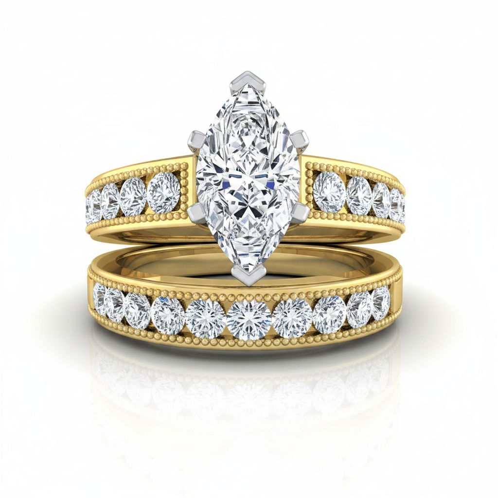 The Eleanor Matching Wedding Band, Marquise in 18K Yellow Gold