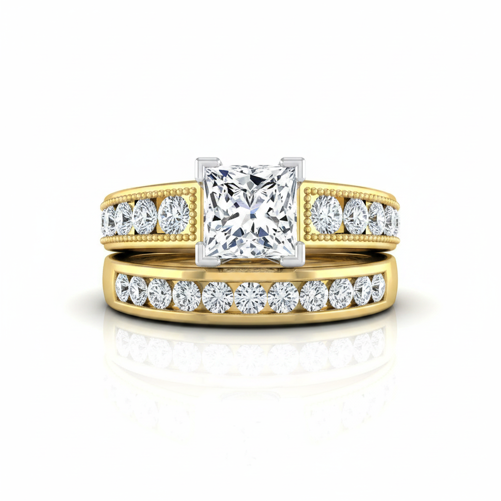 The Eleanor Matching Wedding Band, Princess in 18K Yellow Gold