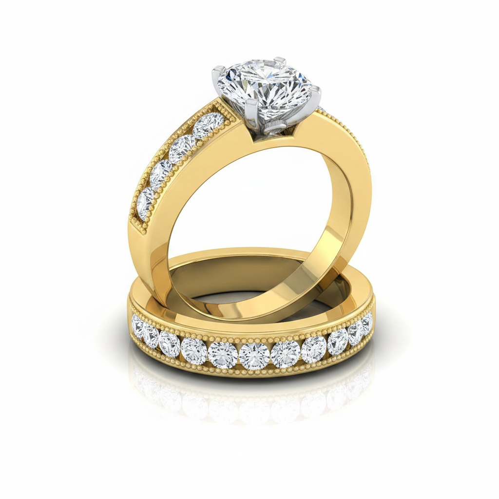 The Eleanor Matching Wedding Band, Round in 18K Yellow Gold