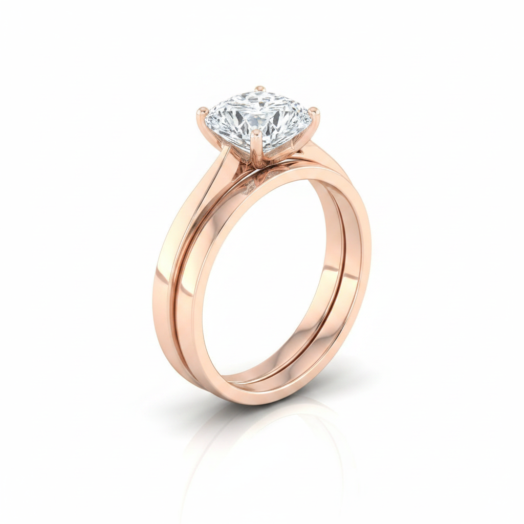 The Elena Matching Wedding Band, Cushion in 14K Rose Gold