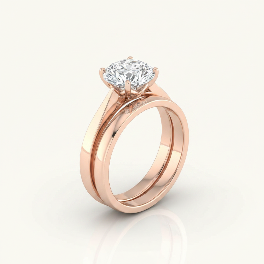 The Elena Matching Wedding Band, Oval in 14K Rose Gold