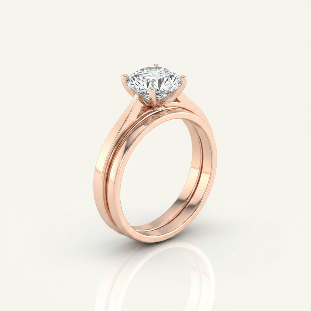 The Elena Matching Wedding Band, Round in 14K Rose Gold