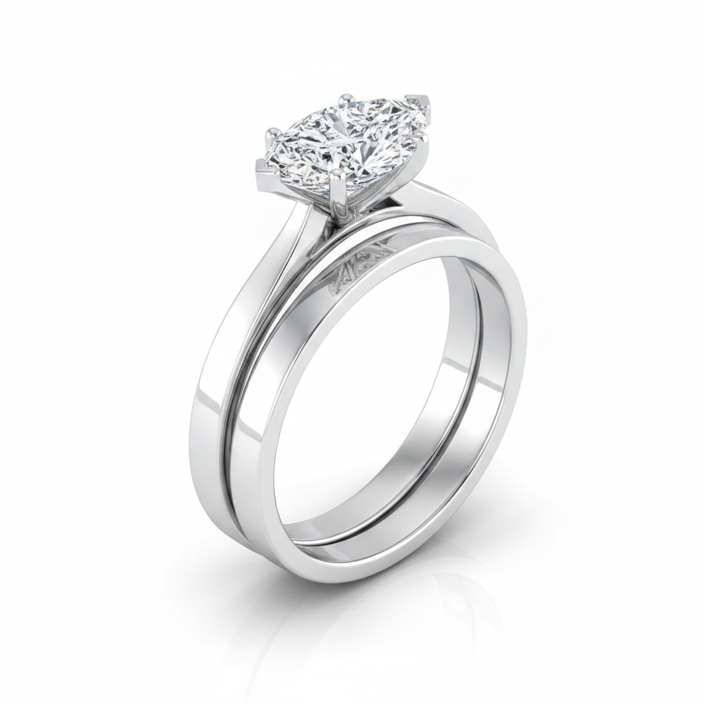 The Elena Matching Wedding Band, Marquise in 18K White Gold