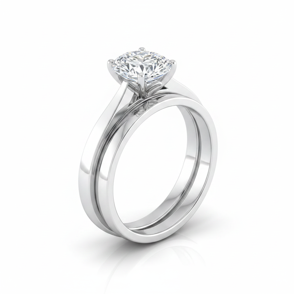 The Elena Matching Wedding Band, Oval in 18K White Gold