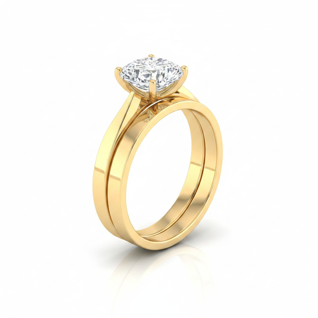 The Elena Matching Wedding Band, Cushion in 18K Yellow Gold