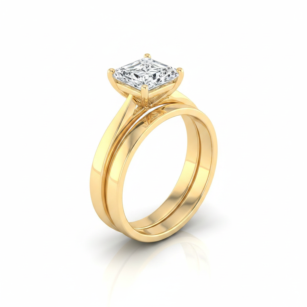 The Elena Matching Wedding Band, Radiant in 18K Yellow Gold