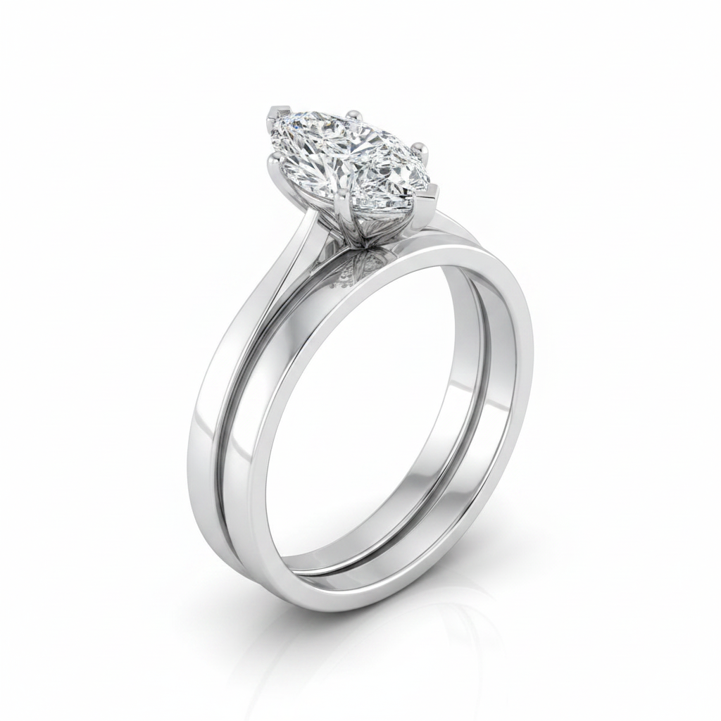 The Elena Matching Wedding Band, Marquise in Platinum