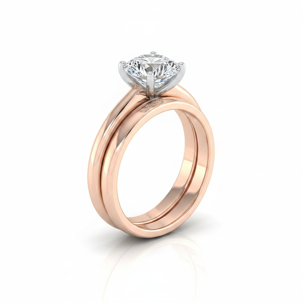 The Elettra Matching Wedding Band, Round in 14K Rose Gold | RockHer