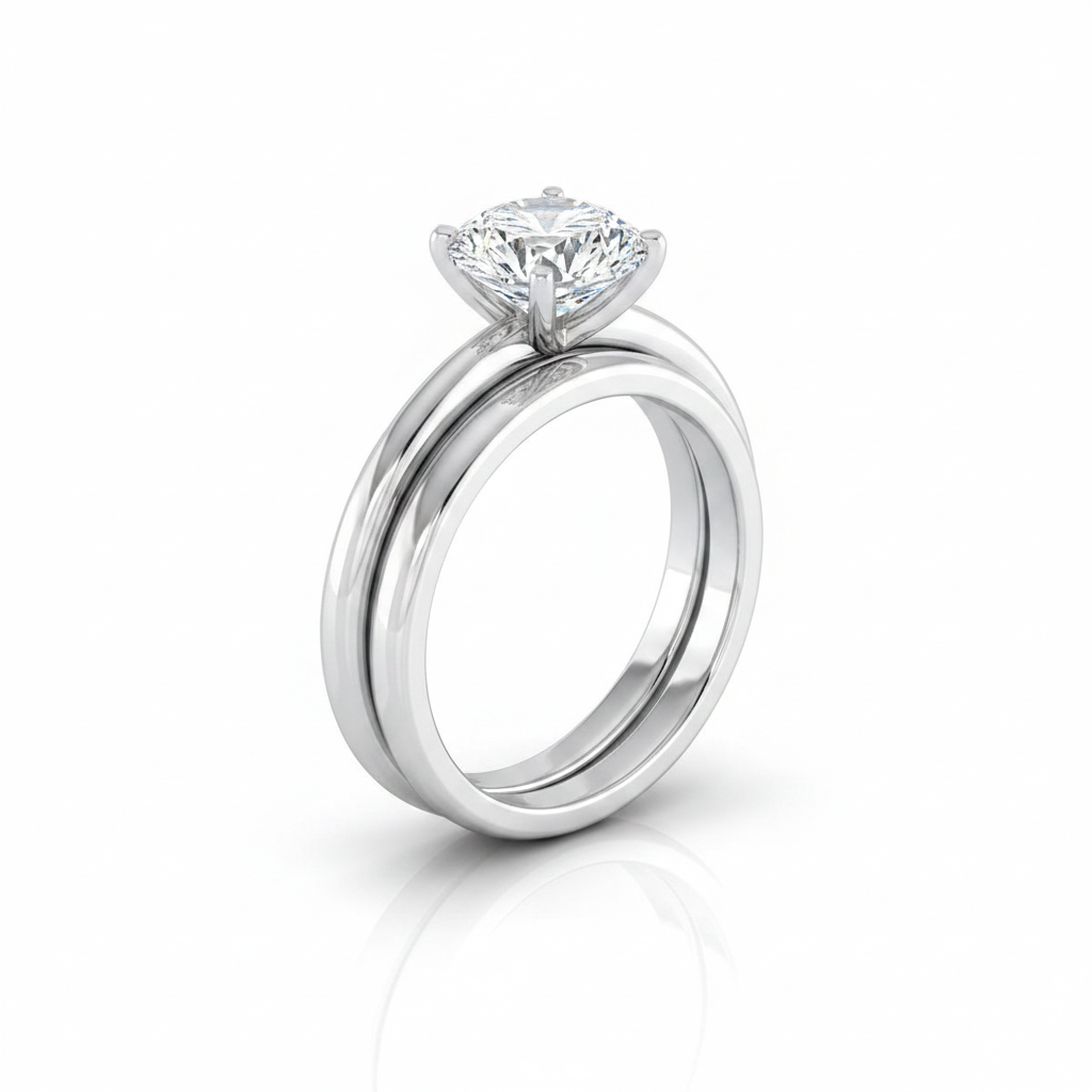 The Elettra Matching Wedding Band, Round in 18K White Gold | RockHer