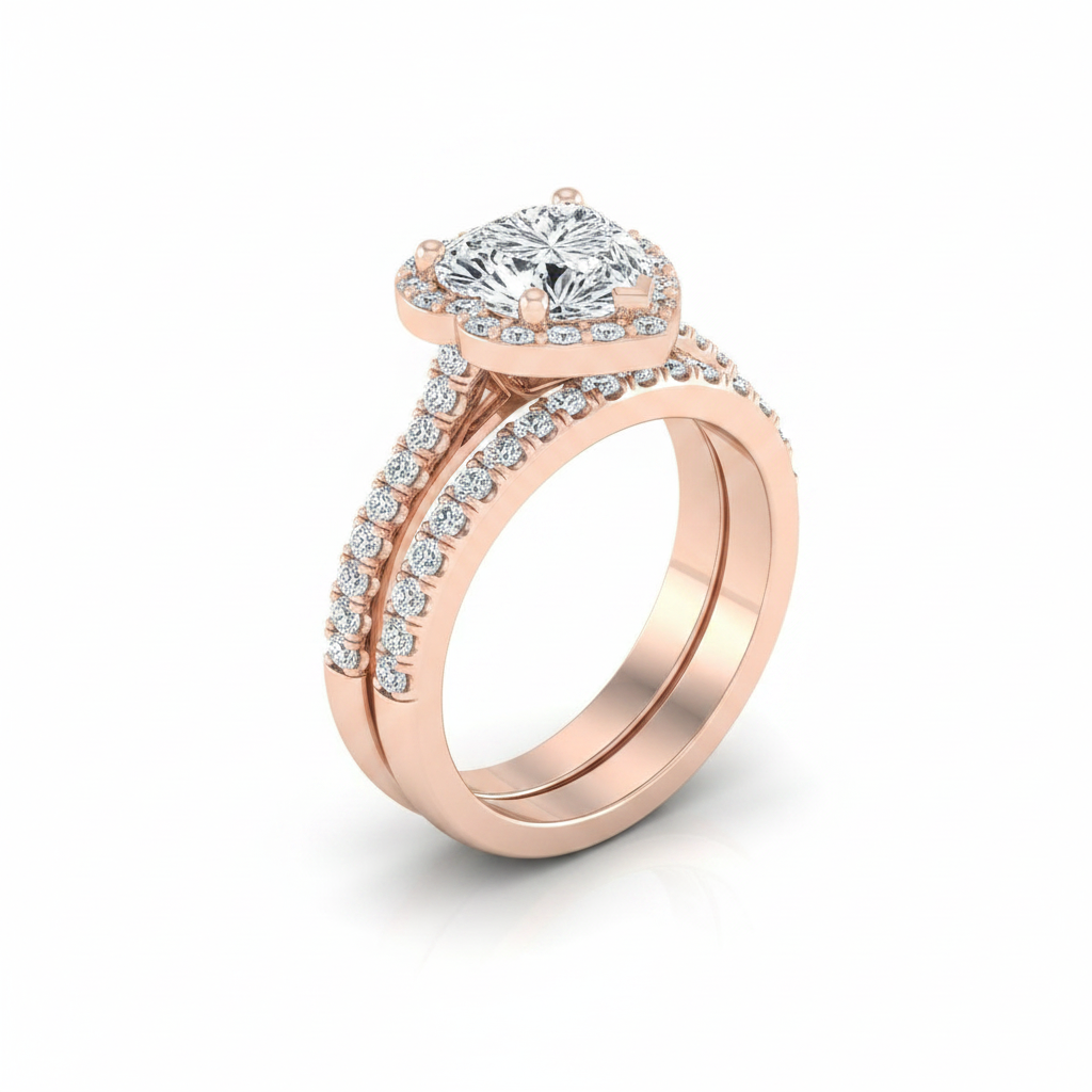 The Ella Matching Wedding Band, Heart in 14K Rose Gold