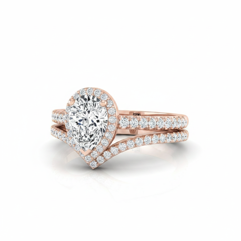 The Ella Matching Wedding Band, Pear in 14K Rose Gold