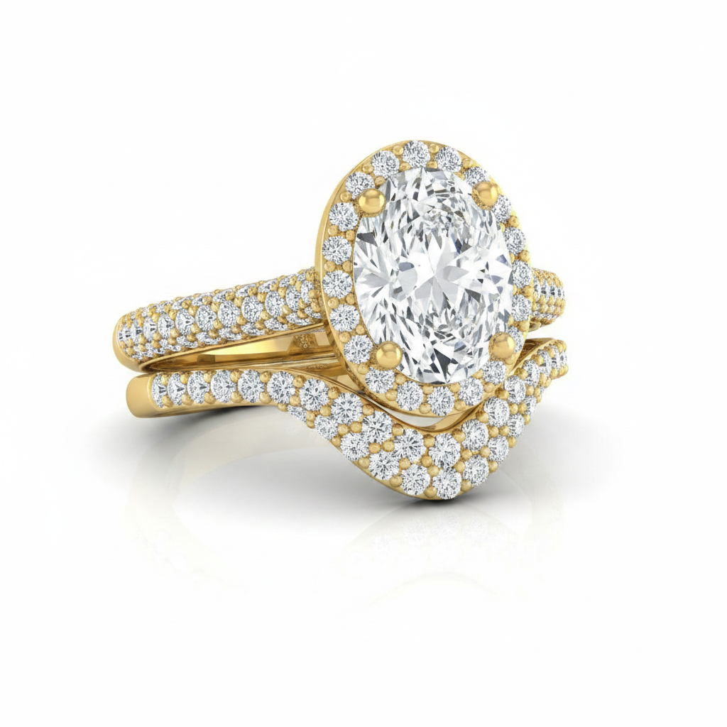 The Ella Matching Wedding Band, Oval in 18K Yellow Gold