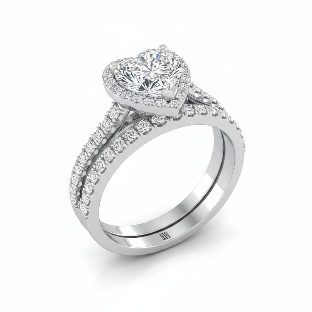 The Ella Matching Wedding Band, Heart in Platinum